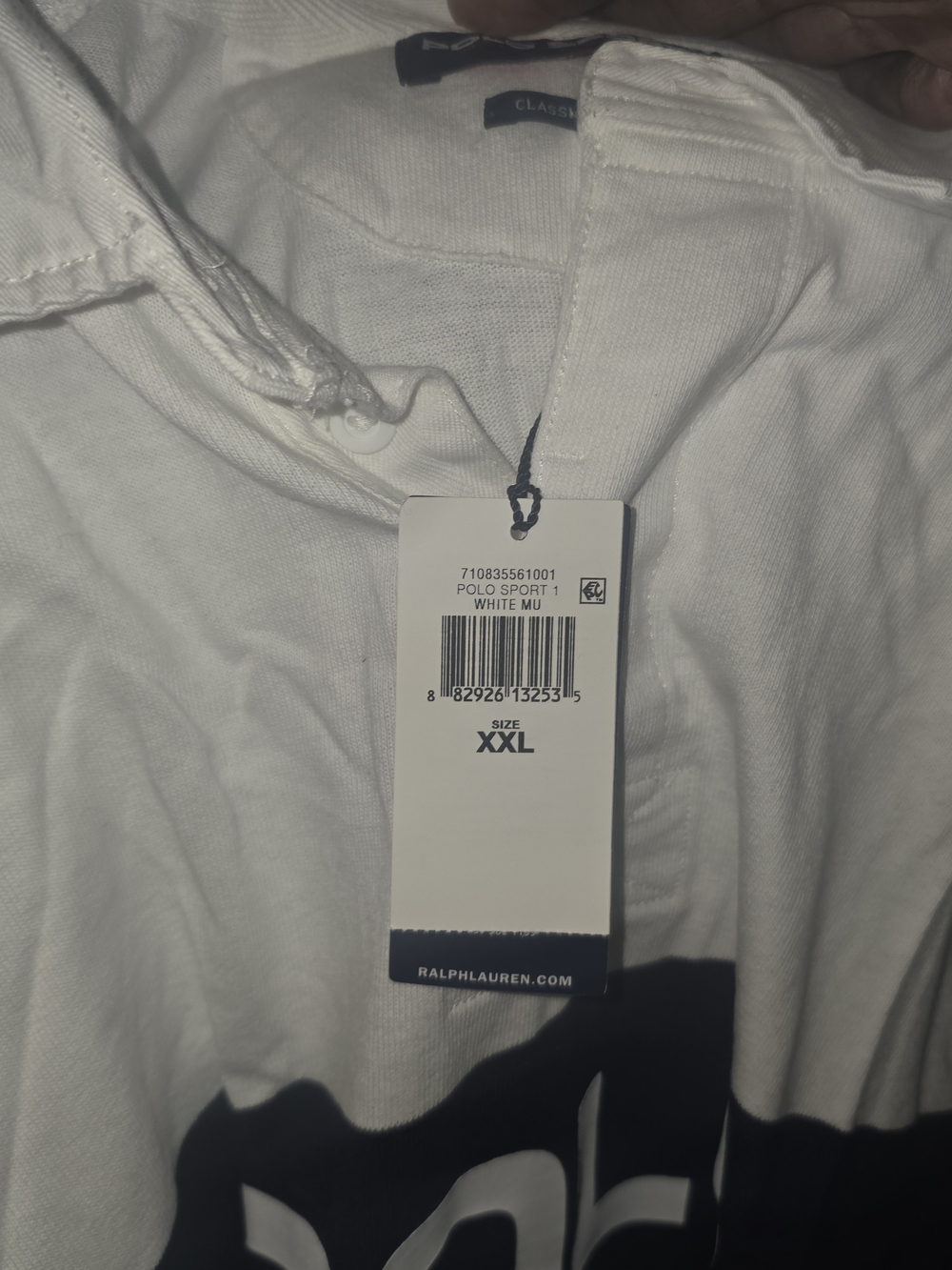 Ralph Lauren Polo Sport White Navy Blue Tee with Yellow Stripe - Picture 3 of 5